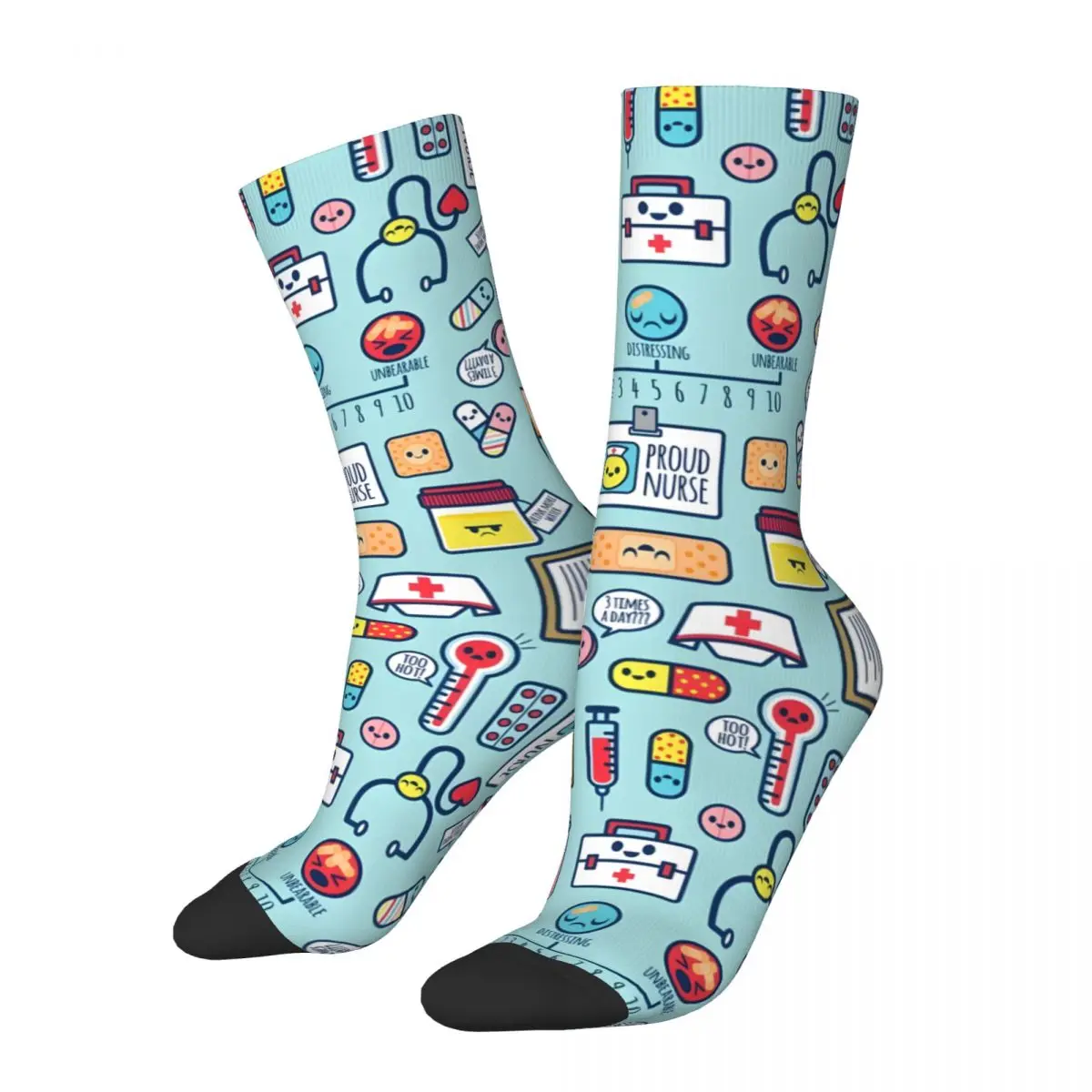 Crazy compression Proud To Be A Nurse Surface Pattern Blue Sock for Men Harajuku Quality Pattern Crew Sock Novelty