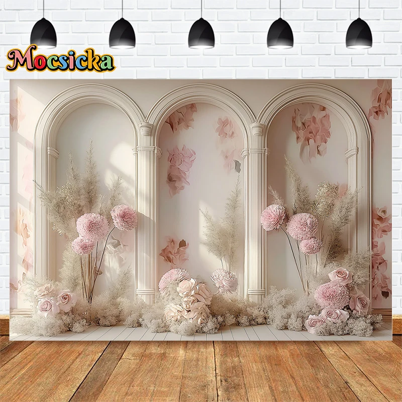 Mocsicka Wedding Party Photography Backdrop Broken Wall Floral Decor Background Adult Maternity Portrait Studio Banner Props