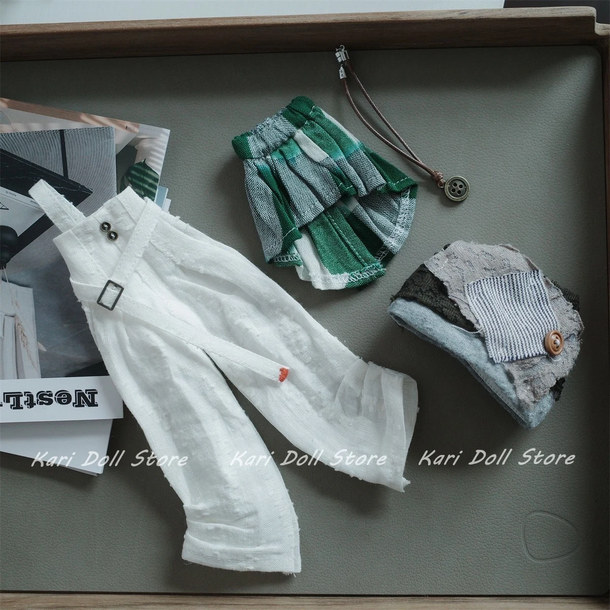 Kari Doll Clothes and skirts Powder Green Art Student Outfit Set for Landazz Landoudou Doll