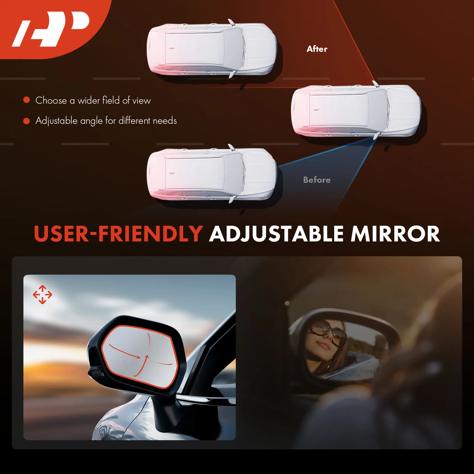A-Premium Passenger Side Power Door Mirror for Honda Civic 1996 1997 1998 1999 2000 Non-Folding Textured Black