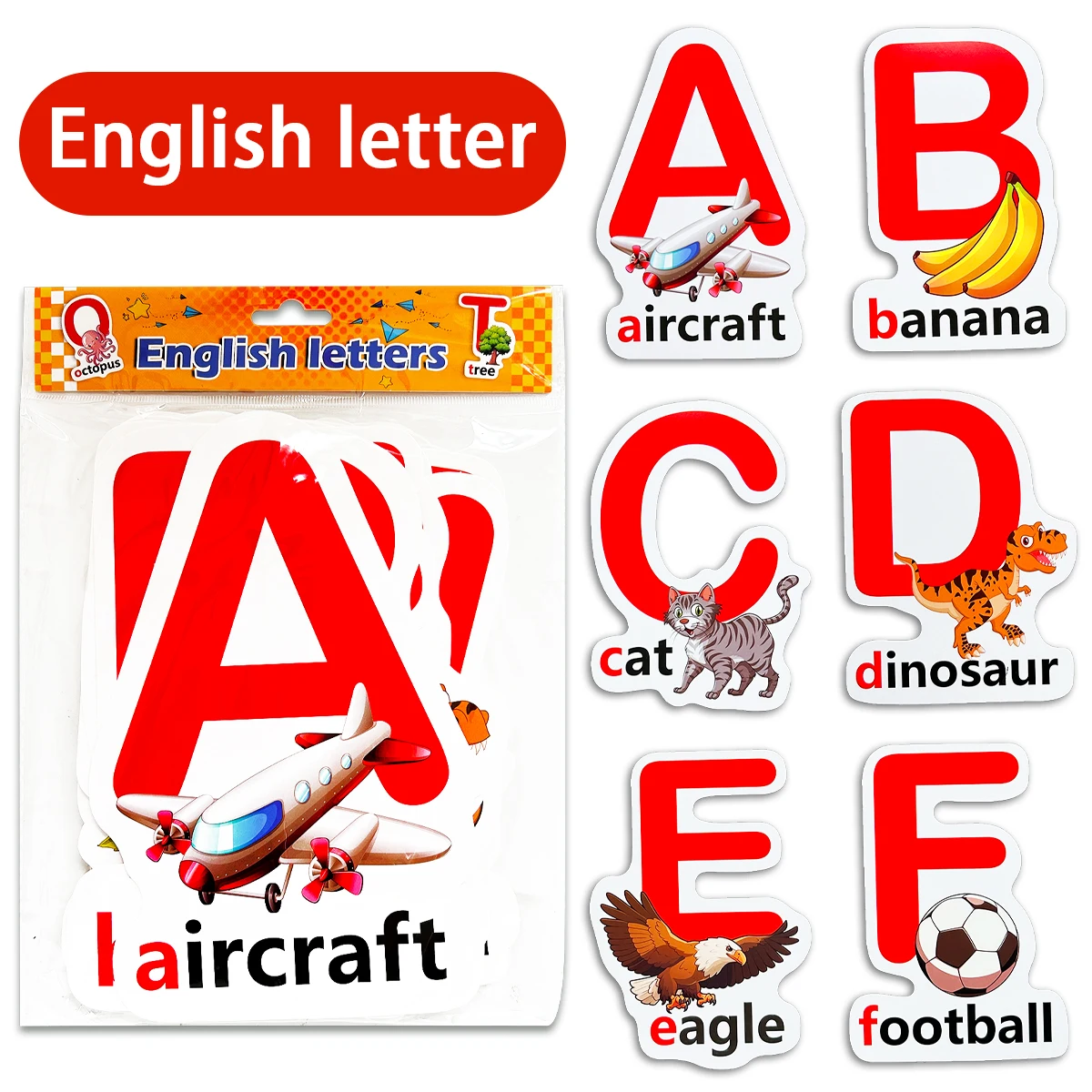 26Pcs English Alphabet Flash Cards, Kids Letter Recognition Learning Cards Preschool Toddler Educational Enlightenment Card