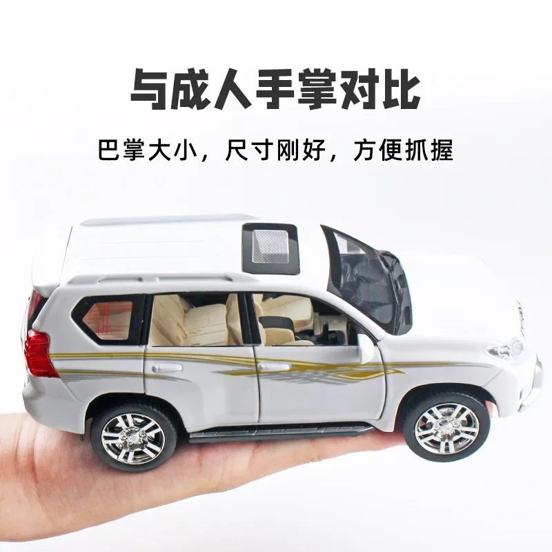 1:24 Land Cruiser Prado vehículo todoterreno Diecast Metal aleación modelo coche sonido luz tirar hacia atrás colección niños juguete para regalo