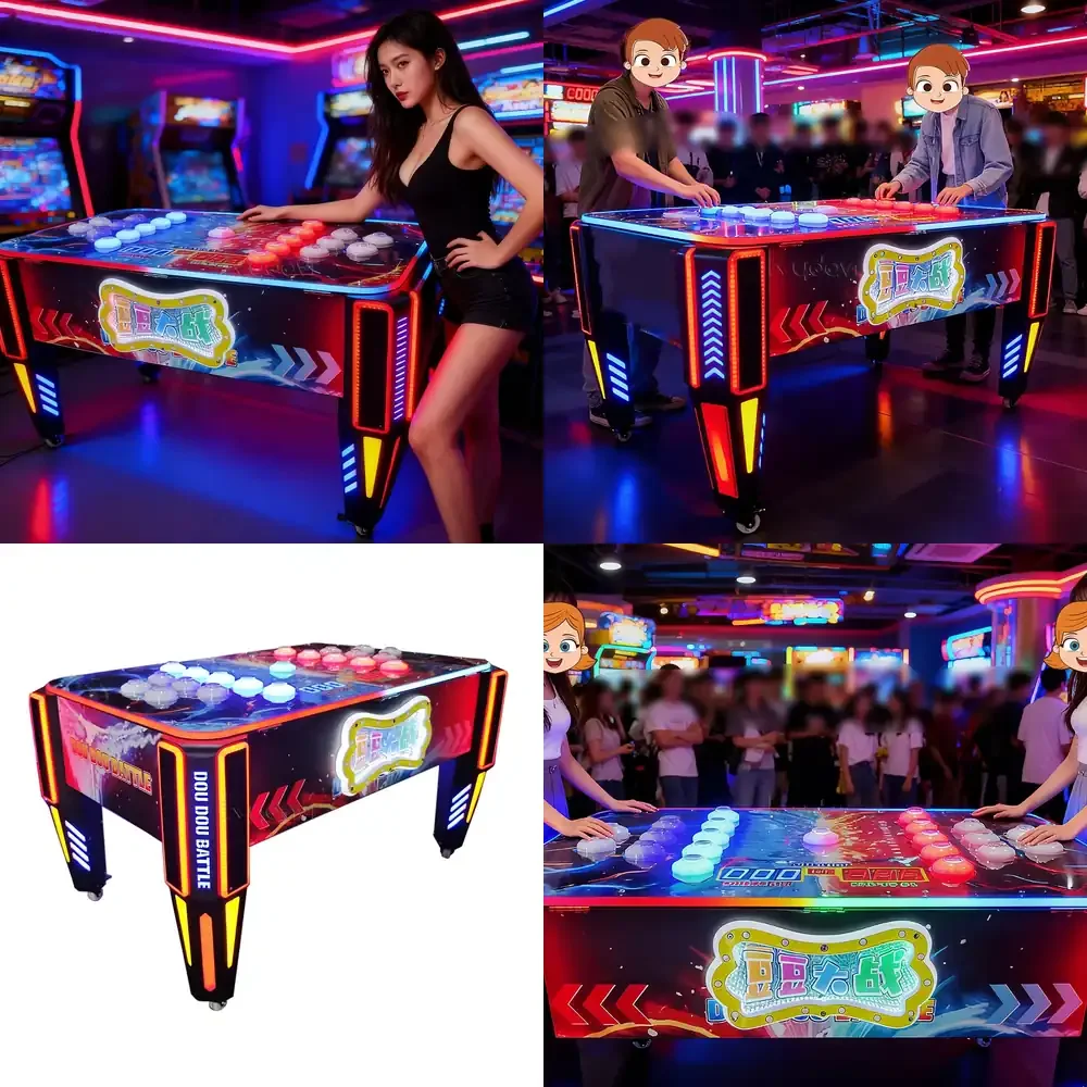 Coin-operated Tabletop Multiplayer Fast Speed Battle Push Led Lights Button Interactive Reaction Games for Hand Eye