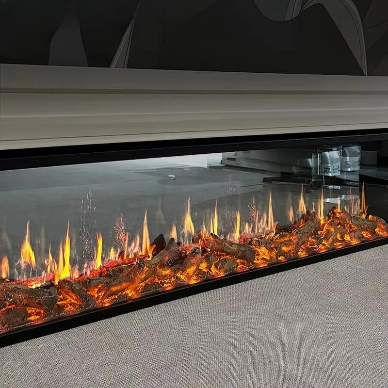 

Embedded French Ultra-thin Decorative Electronic Interior High-end Customization Holographic Fireplace with Simulated Fire