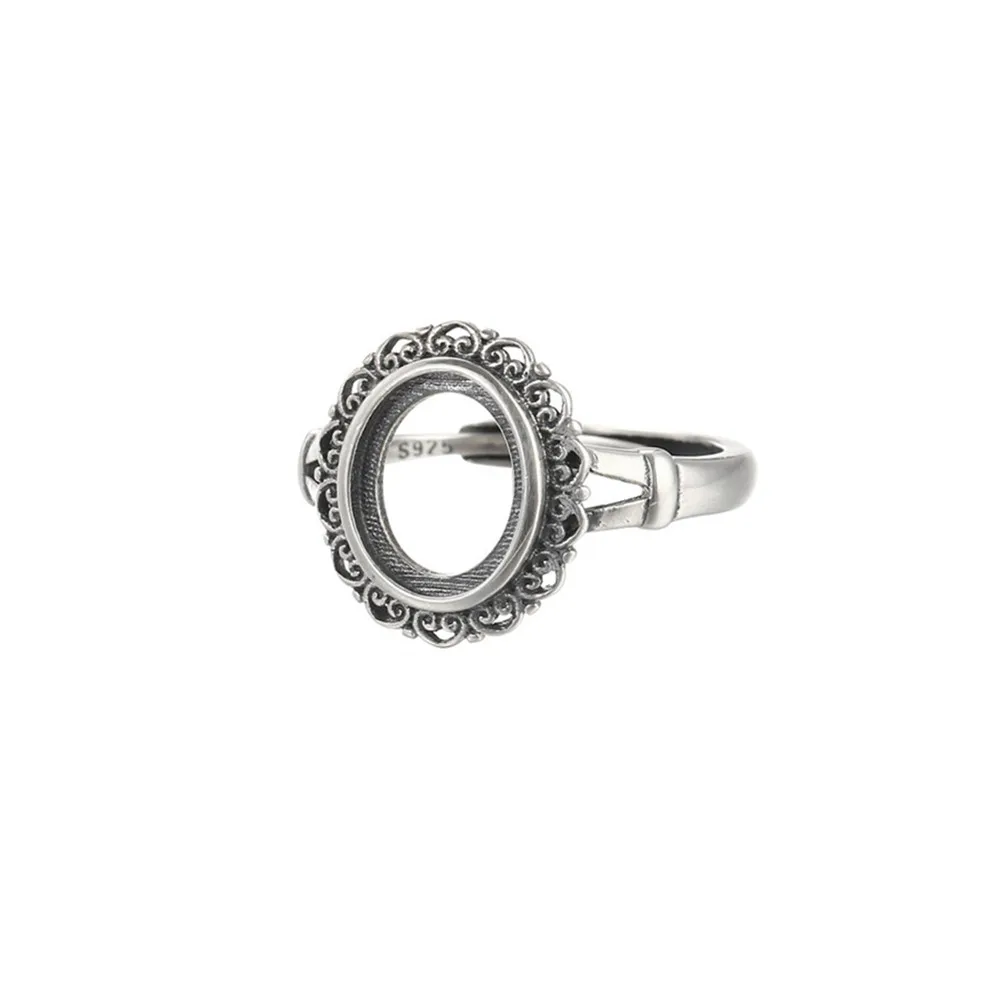 

Ring Blank (8x10mm Oval Blank) Adjustable Thai Sterling Silver Ring Base Oval Cabochon Ring Setting