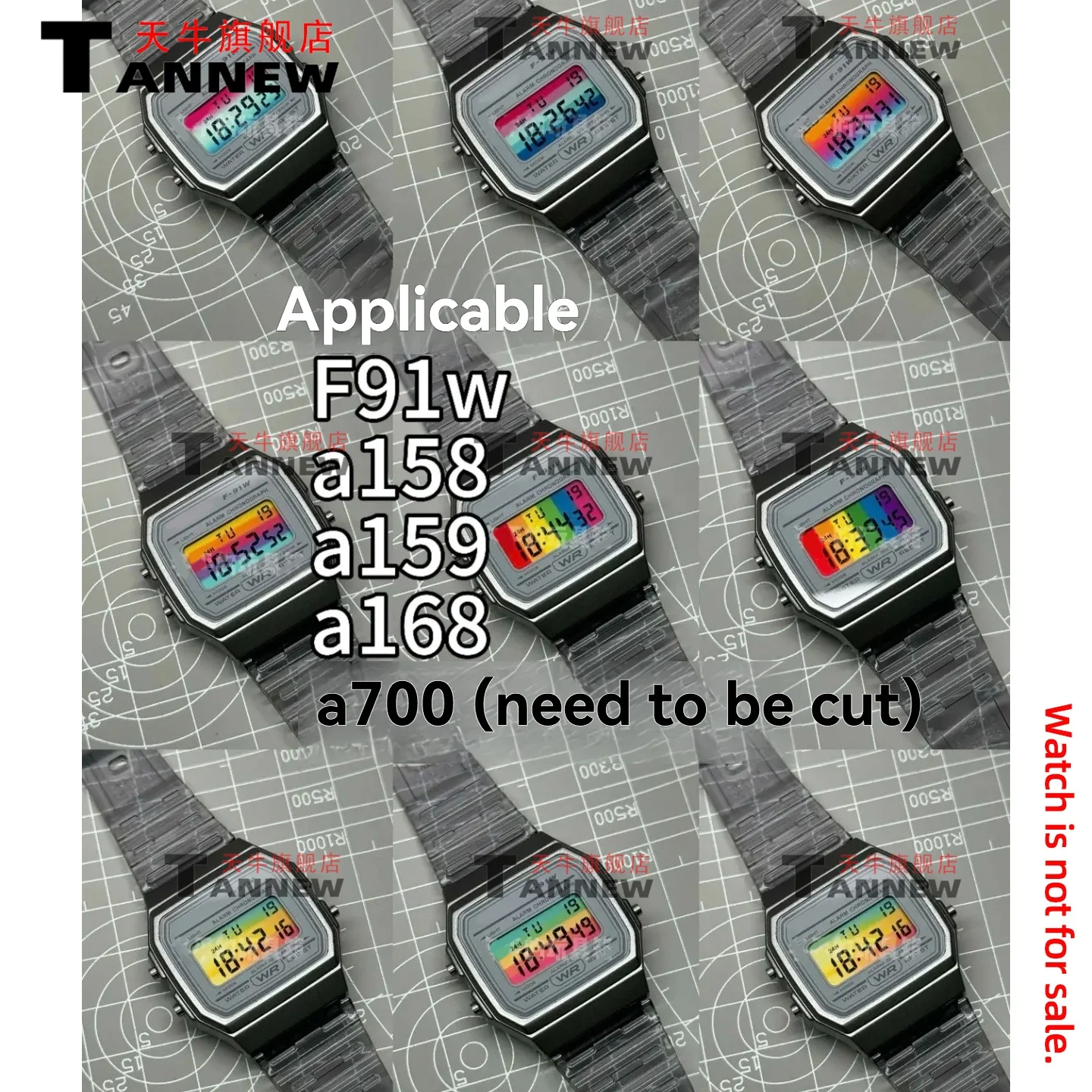 Ultimate Mod Kit for Casio F-91W A158W A168 Includes STN HD Display Rainbow Gradient Display Sticker Complete Watch Makeover Set image 4