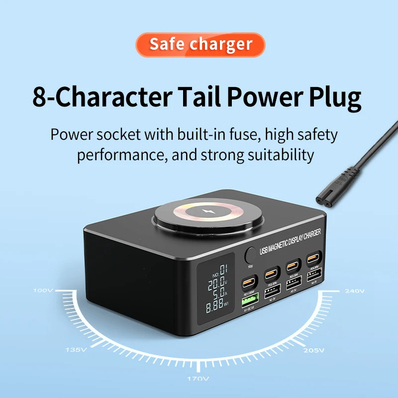 9 in1 Multiple Usb Type-C 140w  Phone Charger Wireless Fast Chargers for Iphone15 14 13 Pro Samsung Galaxy24 23