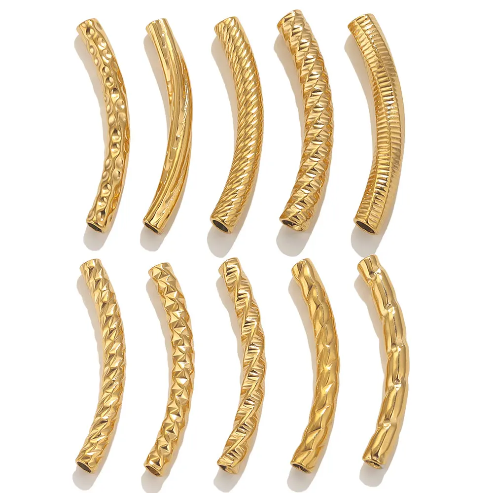 

5pcs Gold Plated Large Hole Stainless Steel Tubes Long Beads for Jewelry Making DIY Handmade Tubes Bead Jewellery Findings Parts