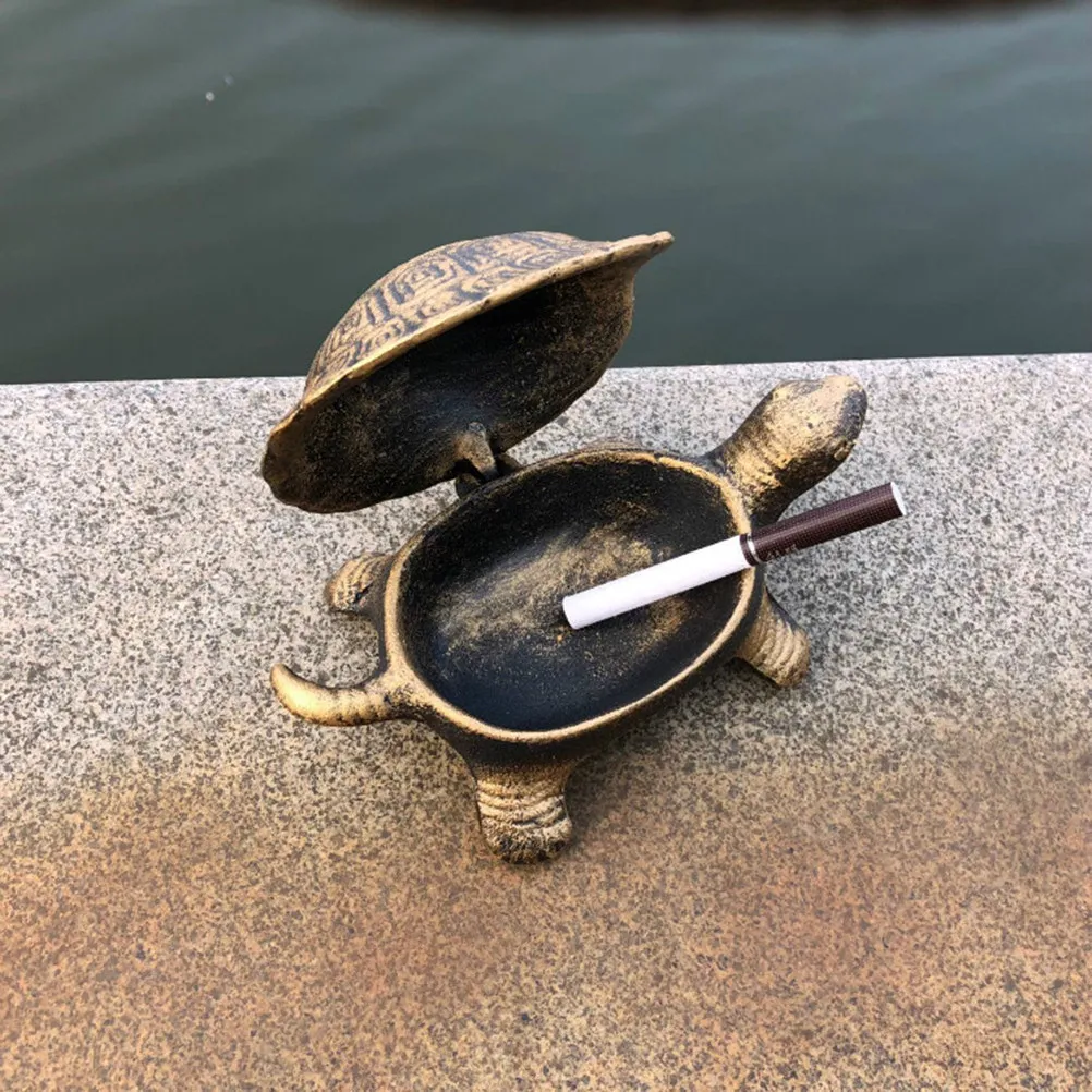Ashtray Metal Turtle Decor Tabletop Figurine Decoration Unique Select Room Cast Iron