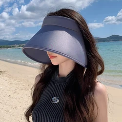 2024 Summer Folding Empty Top Hat Outdoor foldable Hat Sun Hat Beach Hat UV Protective Sunshade Sun Hat Panama Women's Sun Hat