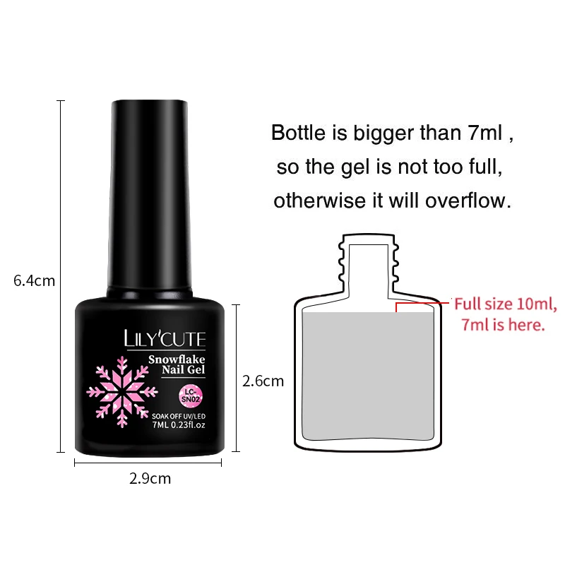 LILYCUTE 7ML Snowflake เจลเล็บกึ่งถาวร UV เจลสีชมพูสีขาวหิมะเลื่อมเจลเล็บ Art Design เคลือบเงาเล็บ