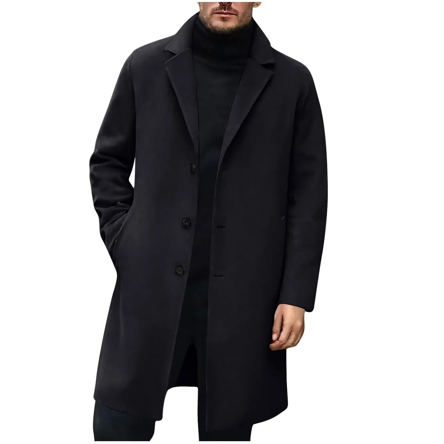 

2025 Fashion Men Wool & Blends Mens Casual Business Trench Coat Mens Leisure Overcoat Male Punk Style Blends Dust Coats Jackets