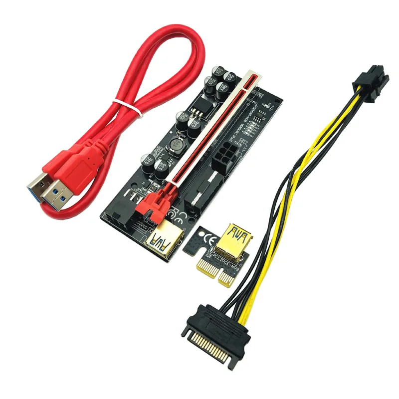 PCIE Riser 009C/009S Plus Card Riser, PCI Express X16 Extender, USB 3.0 SATA à 6P Molex, Câble Adaptateur Mining Riser pour Carte Vidéo