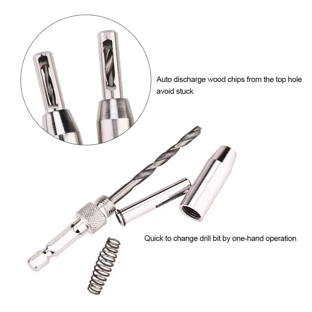 8PCS Universal Self Centering Drill Bit Set High Speed Steel Compact Hinge Drill Bits Self Centering Design Multiple Sizes
