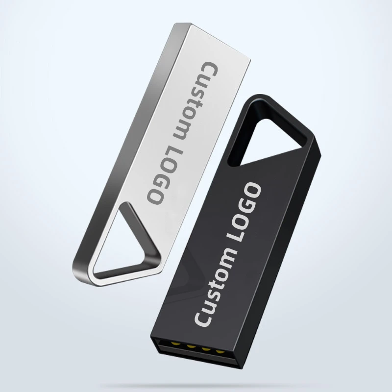 無料カスタムレーザー彫刻ロゴ入りカラーメタル三角形リングUSB2.0フラッシュドライブ4GB 8GB 16GB 32GB 64GB 128GBメモリースティック