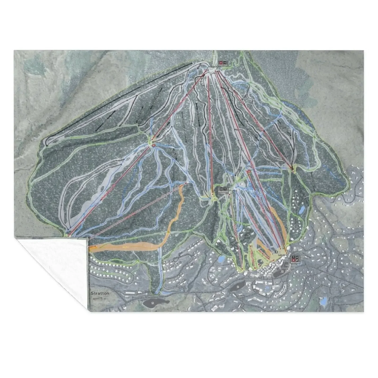 

Stratton Resort Trail Map Throw Blanket Multi-Purpose Beautifuls Heavy Warm Blankets