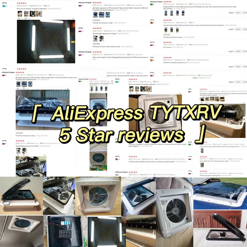 TYTXRV CE معتمد 280 مم 11 بوصة فتحة سقف RV مع ضوء LED تحكم يدوي منخفض الضوضاء 3 سرعات مروحة عادم قافلة قابلة للتعديل