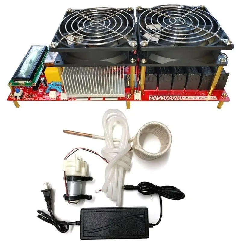 3000W 55A ZVS High Frequency Induction Heating Module Full Kit Water Cooling Coil Pump Power Supply DIY Heating Equipment