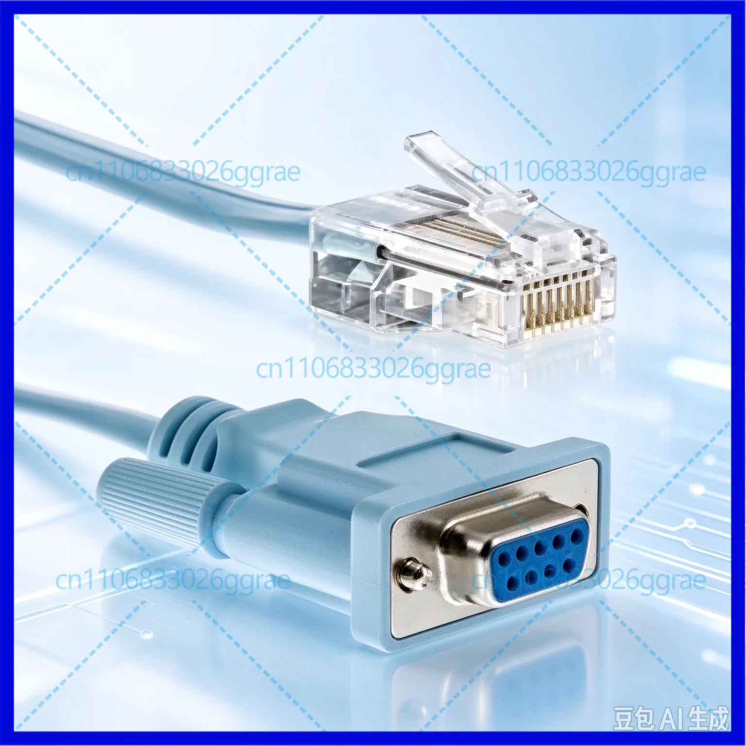RJ45 To RS232 Serial Port Configuration Cable 2Pcs For Cisco Console COM Port 9 Hole Crystal Head