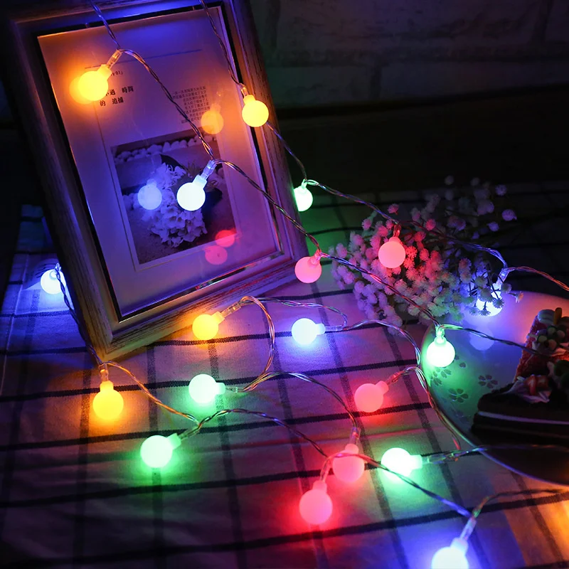 Small White Ball String Lights Battery Powered Indoor LED Light Holiday Lighting for Christmas Wedding Bedroom Party Decorations