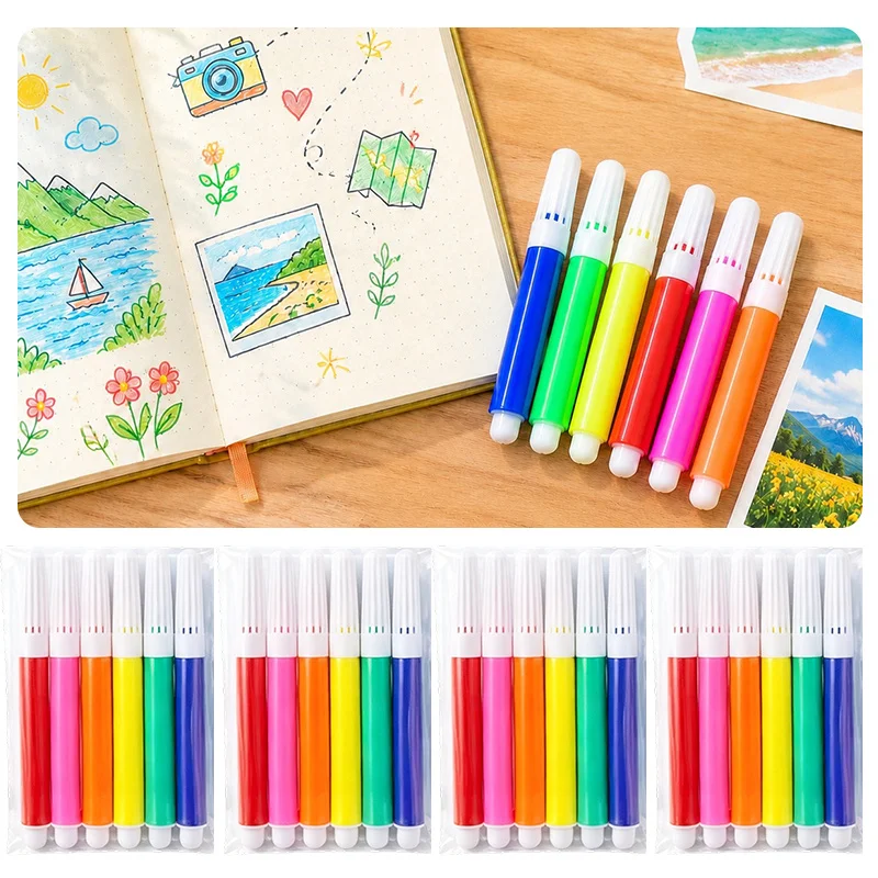 10/20/40Packs Random Color Graffiti Doodle Writing Markers 6 Colors Per Pack Vibrant Painting Pens Art Stationery for ZYF