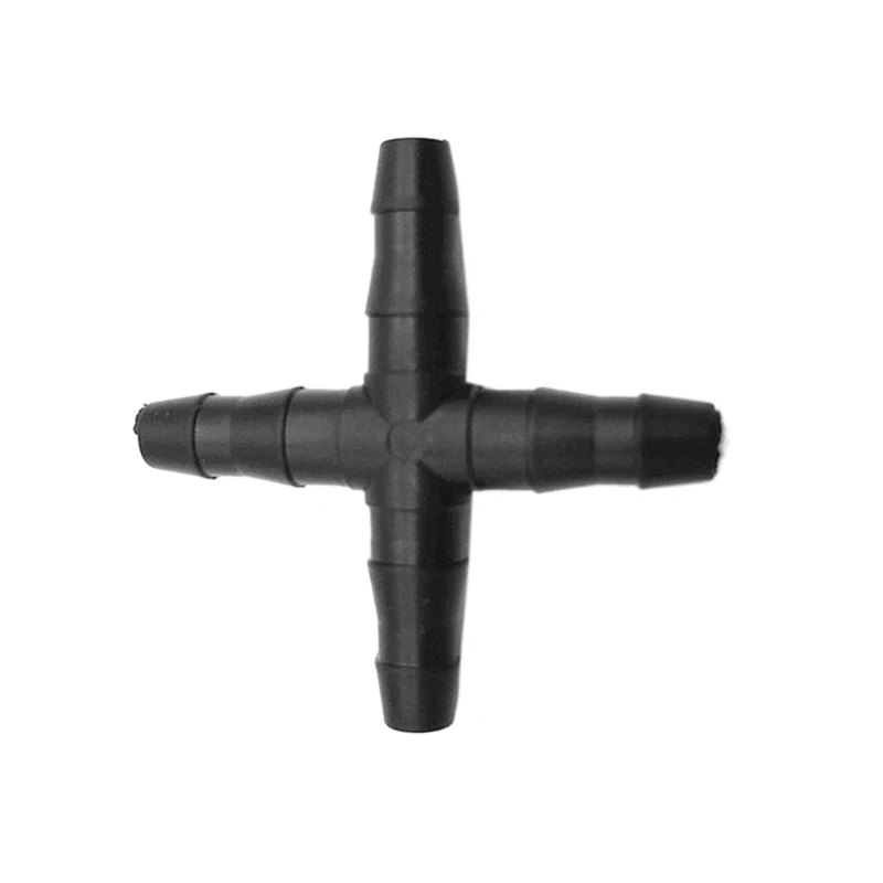 ABUL-50 Pcs Hose Cross Straight Connector For 4/7 Mm Hose 1/4 Inch Barb Barbed Connector Threaded Garden Greenhouse Micro-Irriga