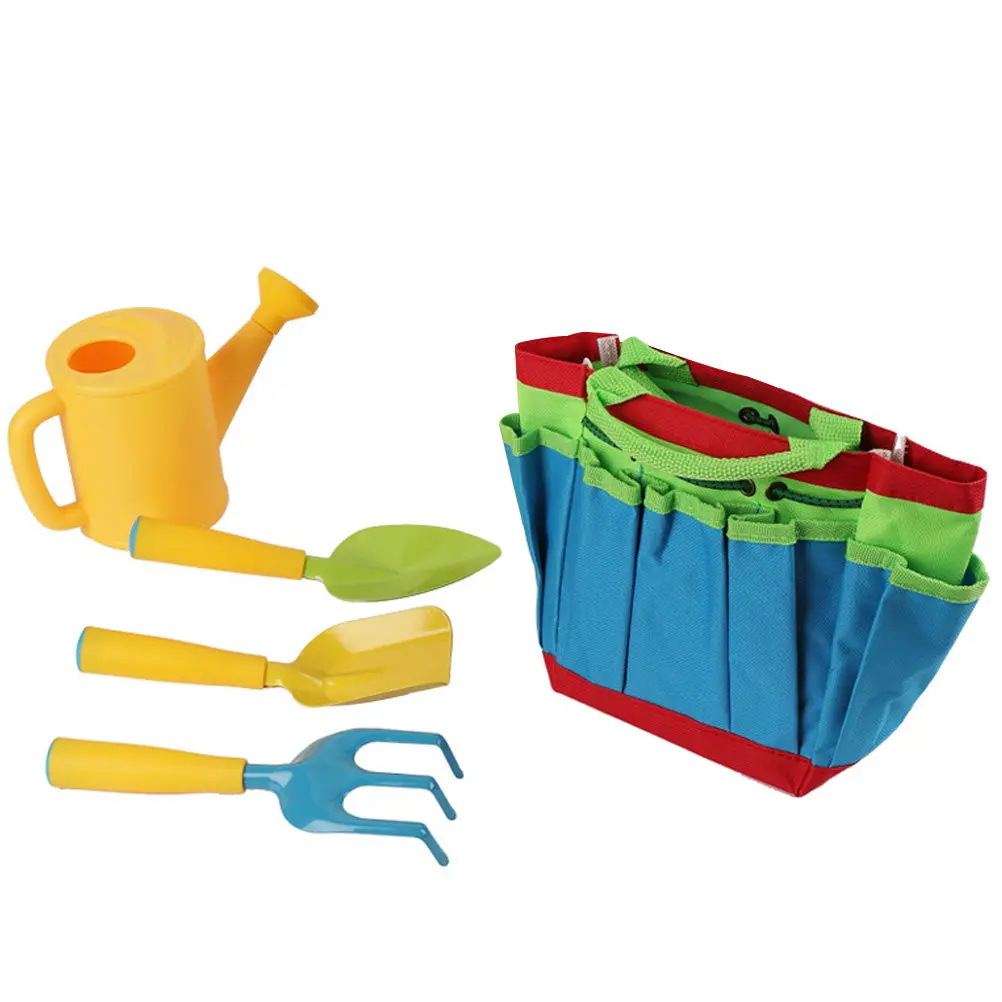 1Set Kids Gardening Tools Set Vibrant Mini Shovel Rake Watering Can for Planting Digging Weeding Soil Loosening Outdoor Garden