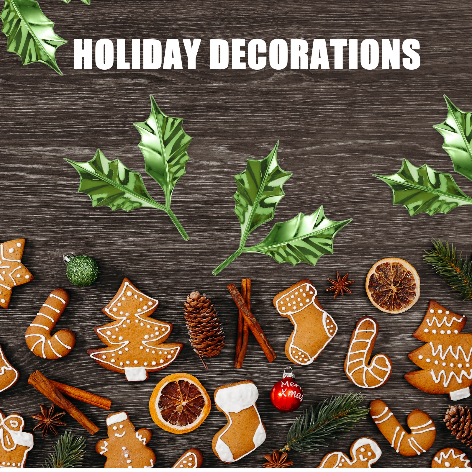 

Artificial Christmas Leaves Decoration Mini Ornaments Cake Diy Crafts Accessories