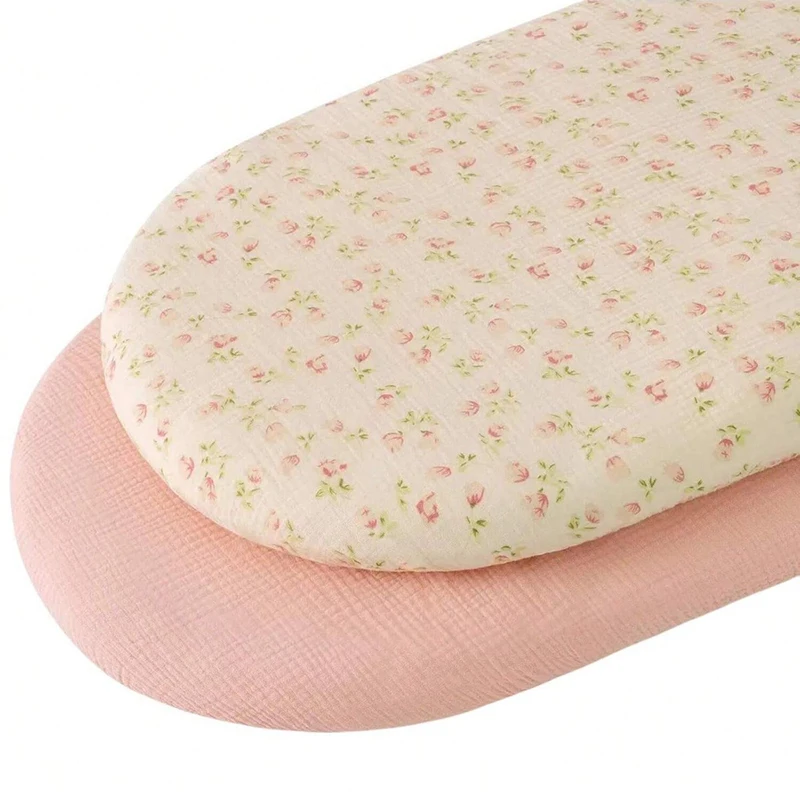 Lençóis de musselina para bebê, menina, menino, macio, respirável, colchão, adequado para berço oval, cesta moisés