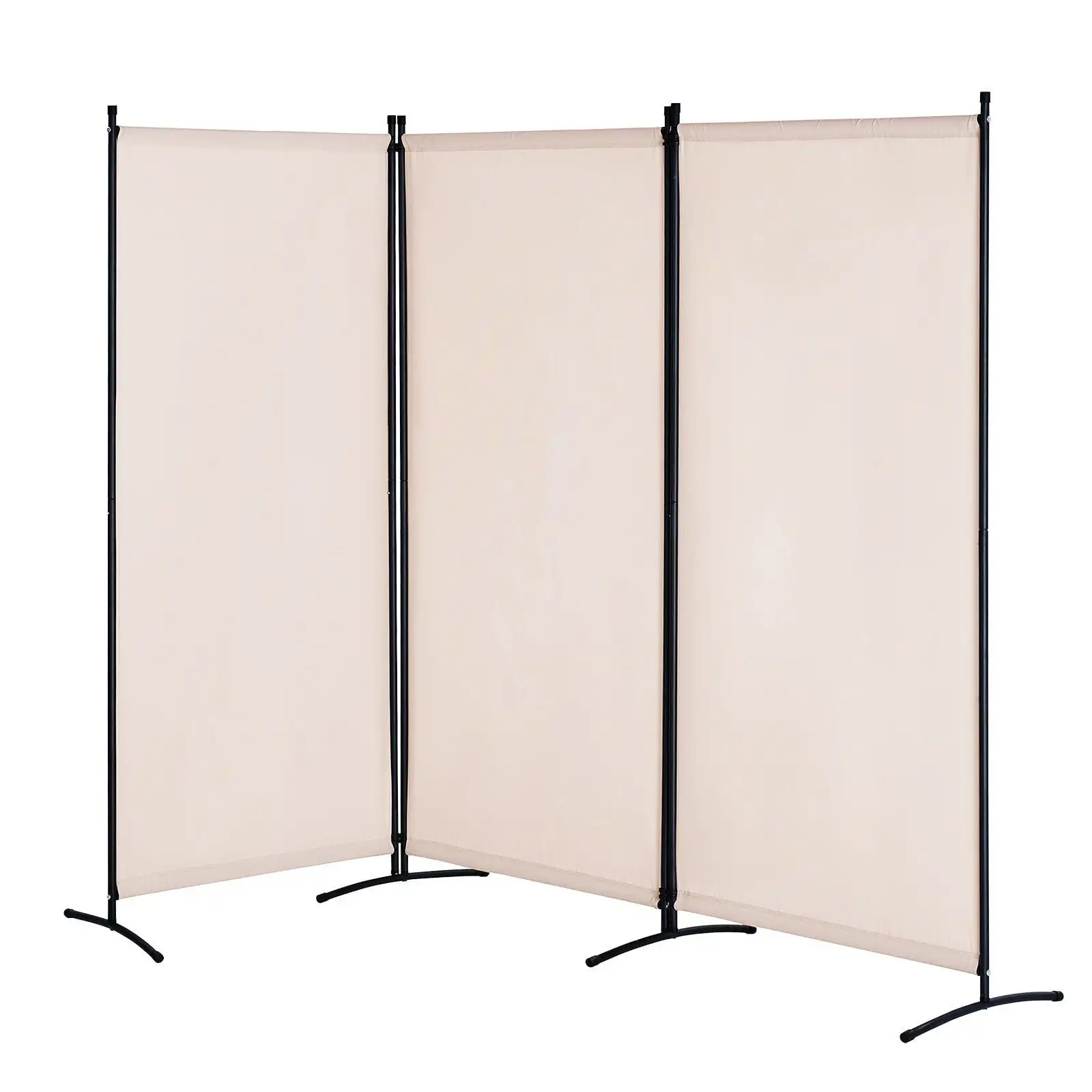 Room Divider 3 Panel Fabric Room Privacy Screen for Office Bedroom Beige