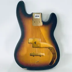 GB315 4 or 5 Strings Electric Bass Unfinished PJB Bass Body in Sunburst Color Solid Basswood for Bass DIY Replace with Damages