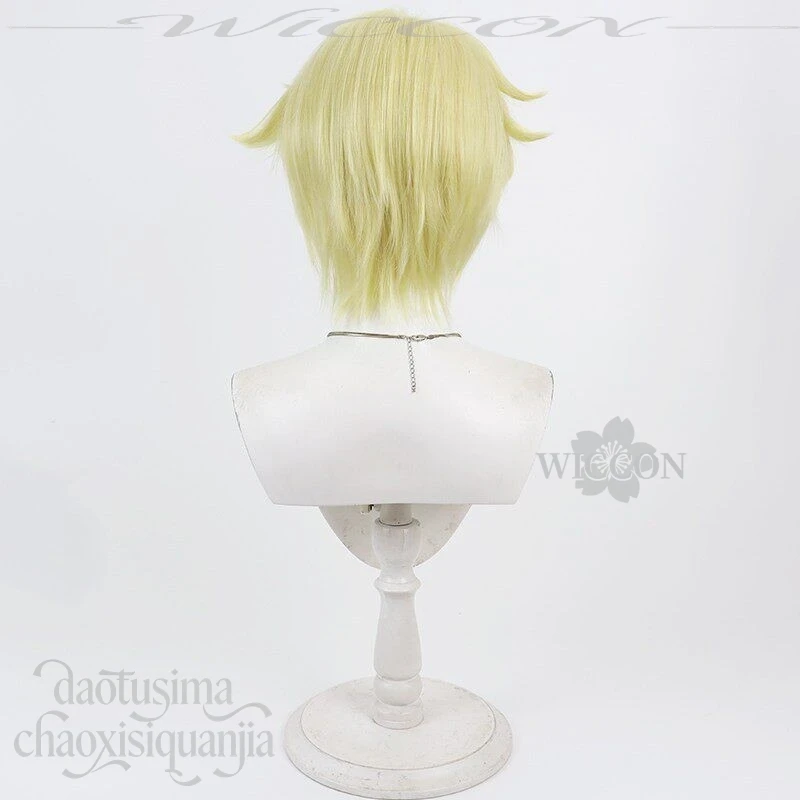 

Natsuki Ishibashi Short Light Yellow Handsome Wigs Idol Stage Synthetic Hair Halloween Party Cos Anime Tamon's B-Side Cosplay