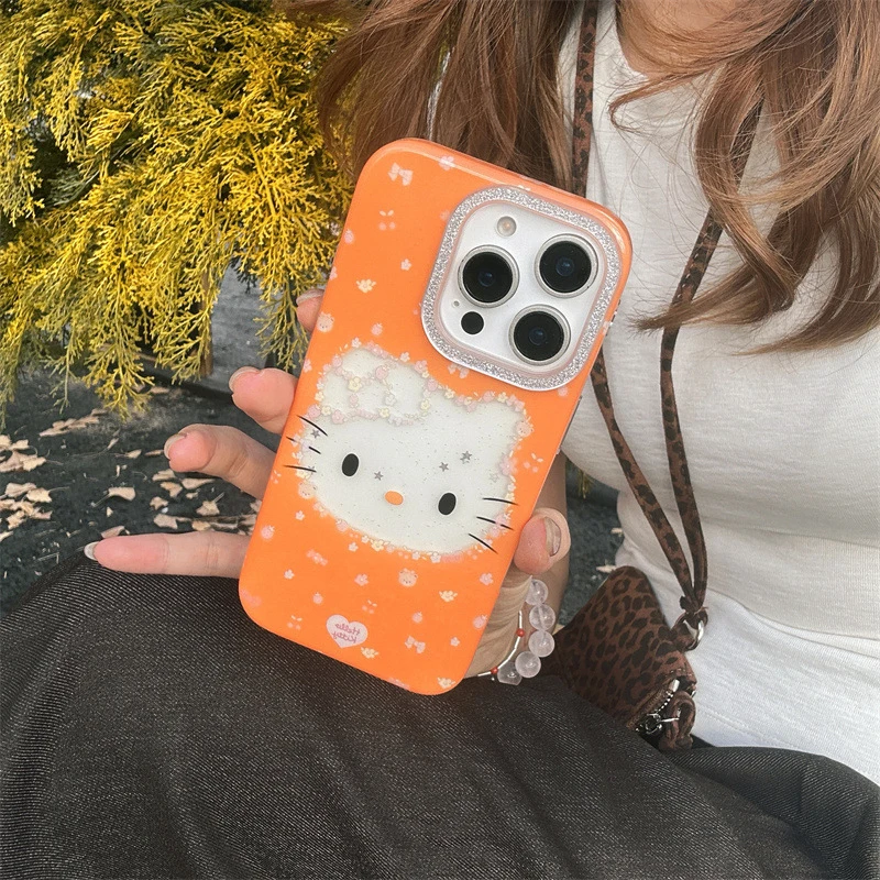 Sanrios Hellokittys الأزهار الجوف جراب هاتف آيفون 17 16 برو ماكس 15 14 13 لطيف للصدمات المضادة للخدش الهاتف قذيفة غطاء #2