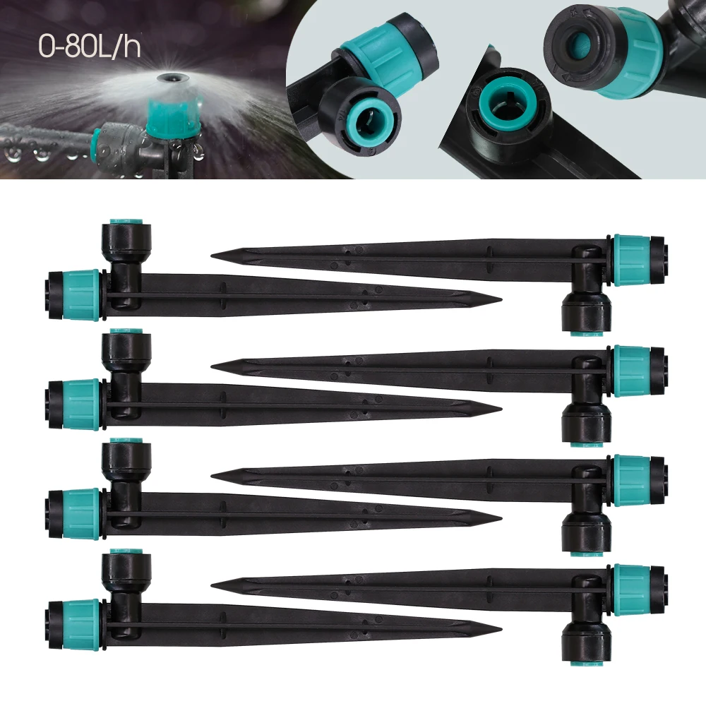 

10PCS New Style Irrigation Sprinkler Bubbler Drip Emitter Micro Spray 14CM 1/4'' 4/6MM Quick Push Connecter Adjuatable Durable