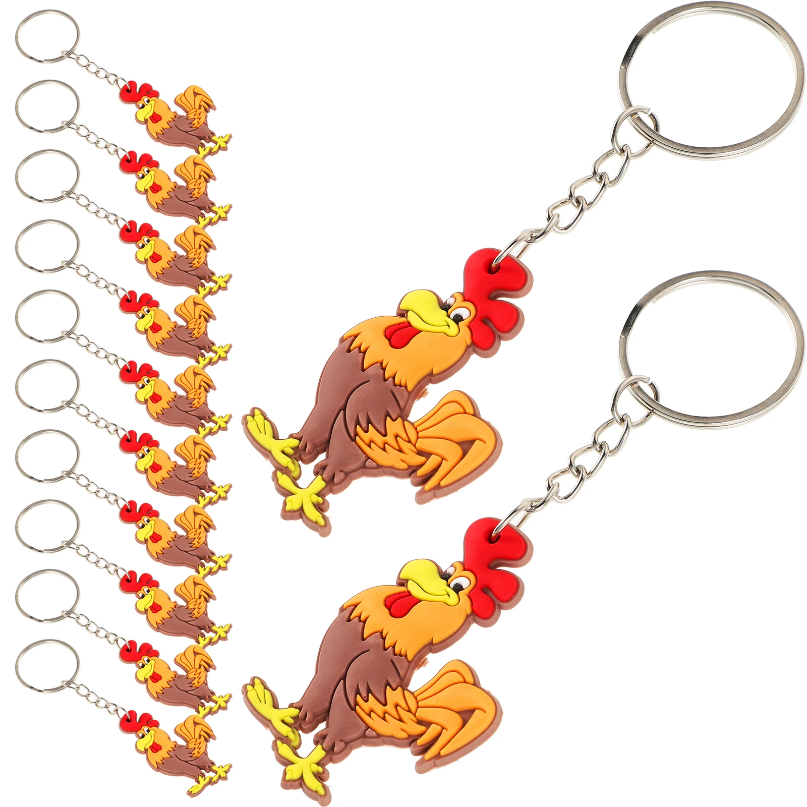 

12pcs Rooster Keychain Animal Charm Cute Cartoon Keyrings Lucky Pendant Children Party Favors Bag Hanging Decoration DIY