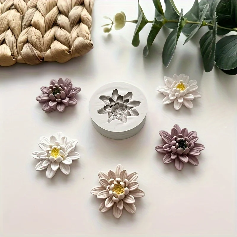 1Candle Aromatherapy、Silicone Flower Resin Casting Mold for Clay Craft and Crystal Epoxy Resin Mold-DIYHandmade Flower Design Re