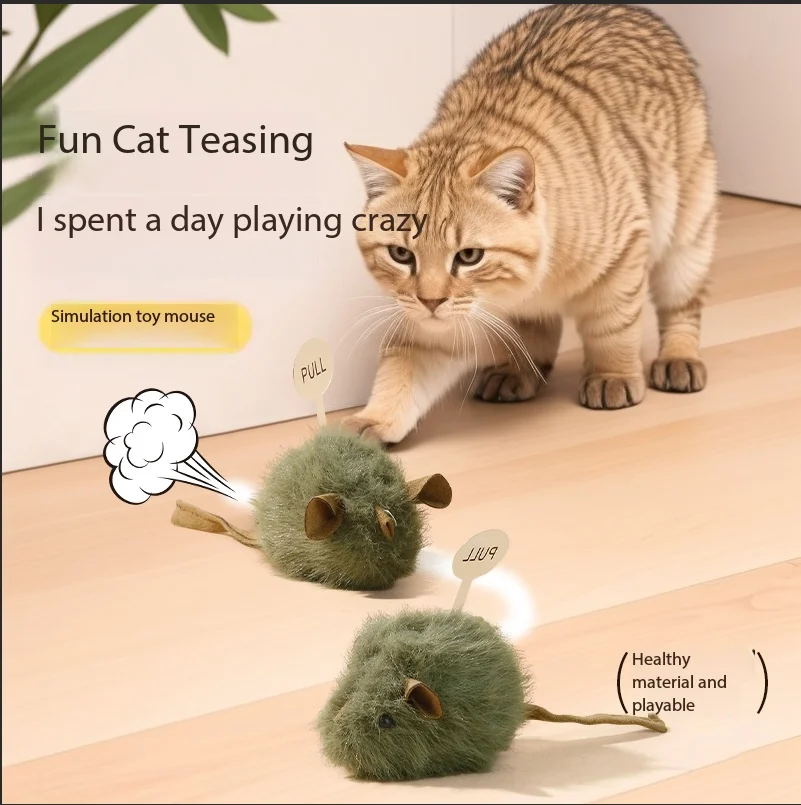 Brinquedo de Pelúcia Interativo Inteligente com Som - Rato de Indução Sonora para Gatos, Simulação de Brinquedo para Animais de Estimação Pequenos, Ideal para Distração e Autoentretenimento