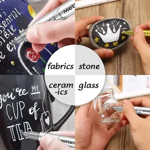 1/2 pcs Brush pens Metallic Gold Silver Permanent Art Markers Craft Scrapbooking Painting Stationery School Material 11 Main Permanent Marker Sales - №11