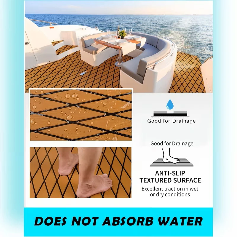 1900*350*6mm Boat Flooring EVA Foam Decking Marine Mat with Rhombus Diamond Non-Slip Sheet Pads Motorboat Surfboard Traction Pad