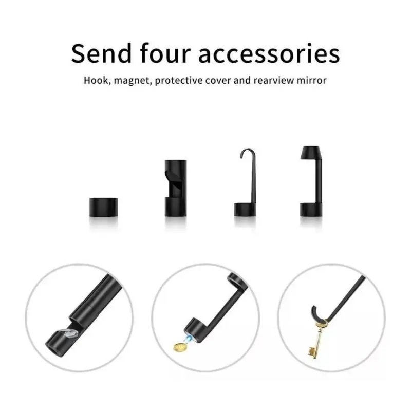 Hook Magnet Side View Mirror Set Compatible for 8mm /5.5mm Endoscope Waterproof with Screw Threads Black