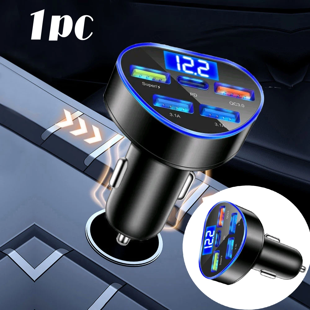 

1pc Universal Car Love Styling Charger Car Multifunctional Charger Car Five Holes Fast Charging Charger Auto Interior Accessorie