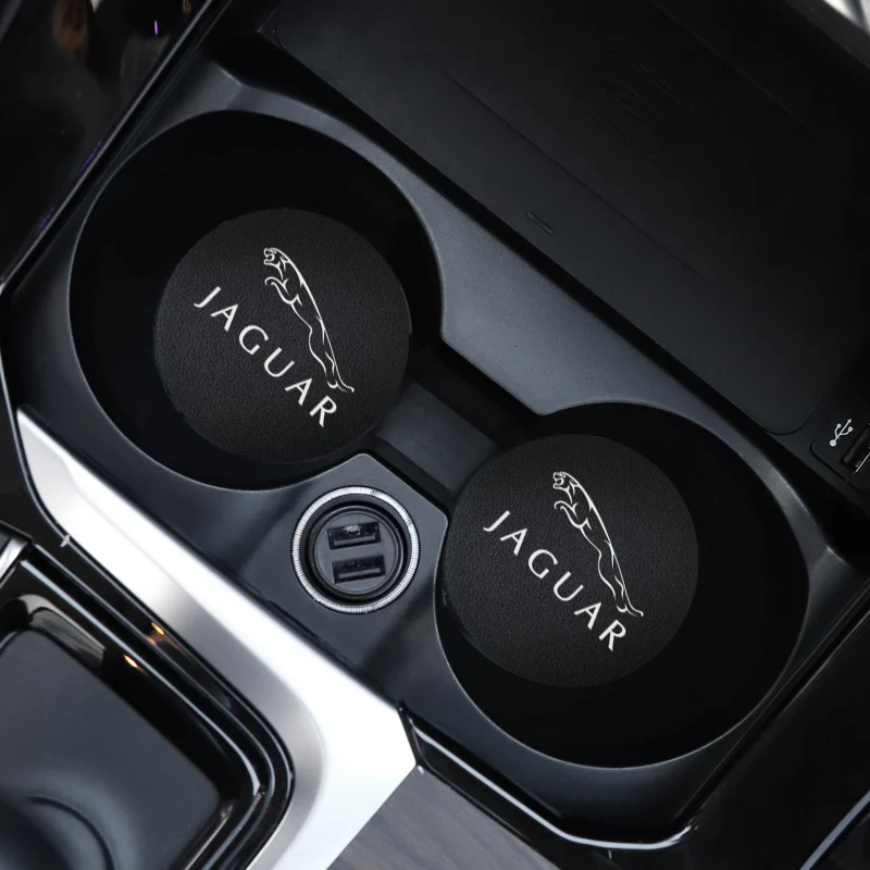 2 قطعة قاعدة أكواب جلدية مضادة للضوضاء كأس الماء حصيرة وسادة ل جاكوار X S F XF XE XJ XK XEL XFL XJL XJ6 XJS XKR XFR F-نوع F-Pace