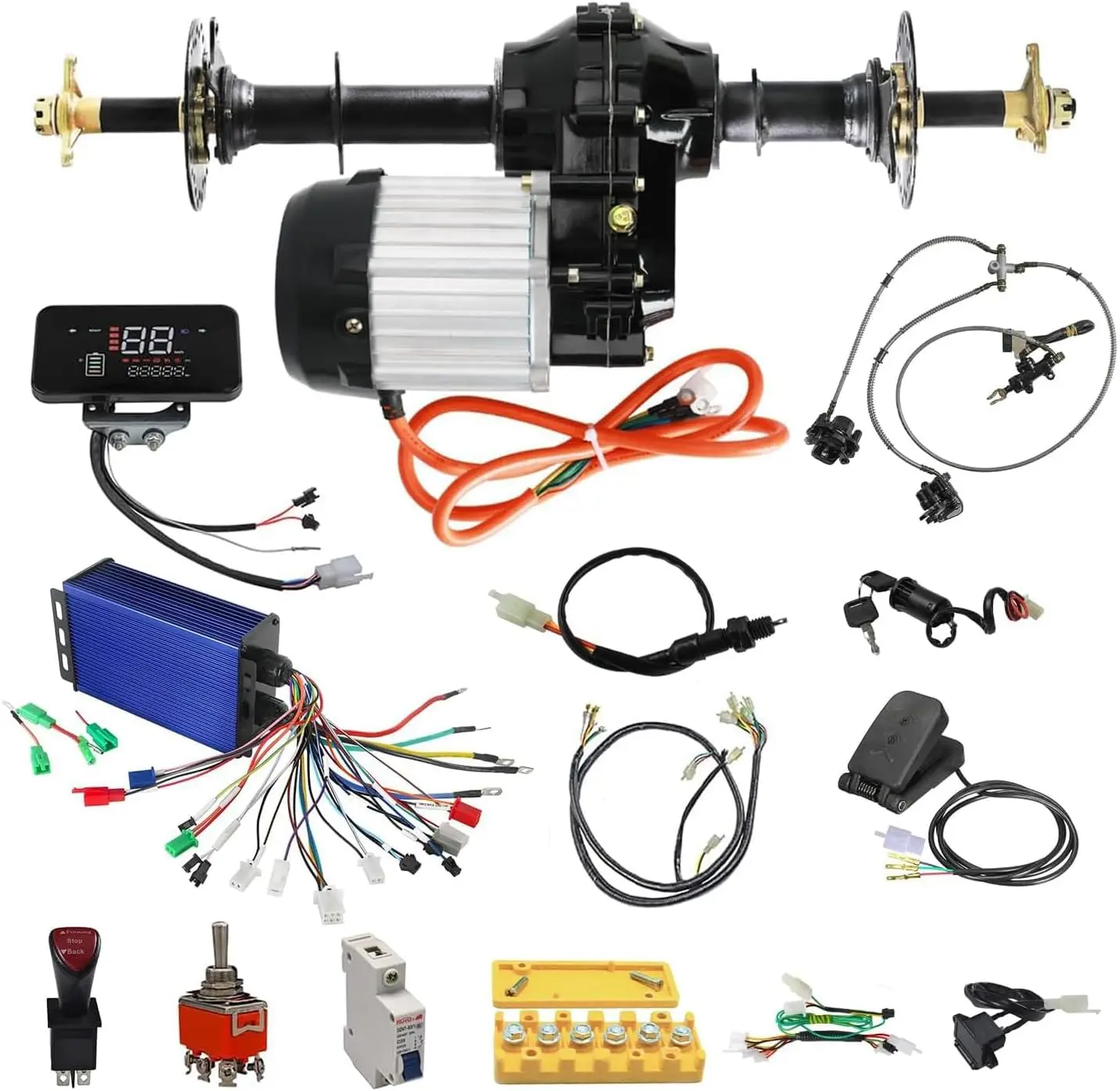

30'' 760mm Rear Axle Kit 72V 1500W Brushless Motor Differential Gearbox Transmission & 36V-84V Speed Controller ATV Quad Buggy