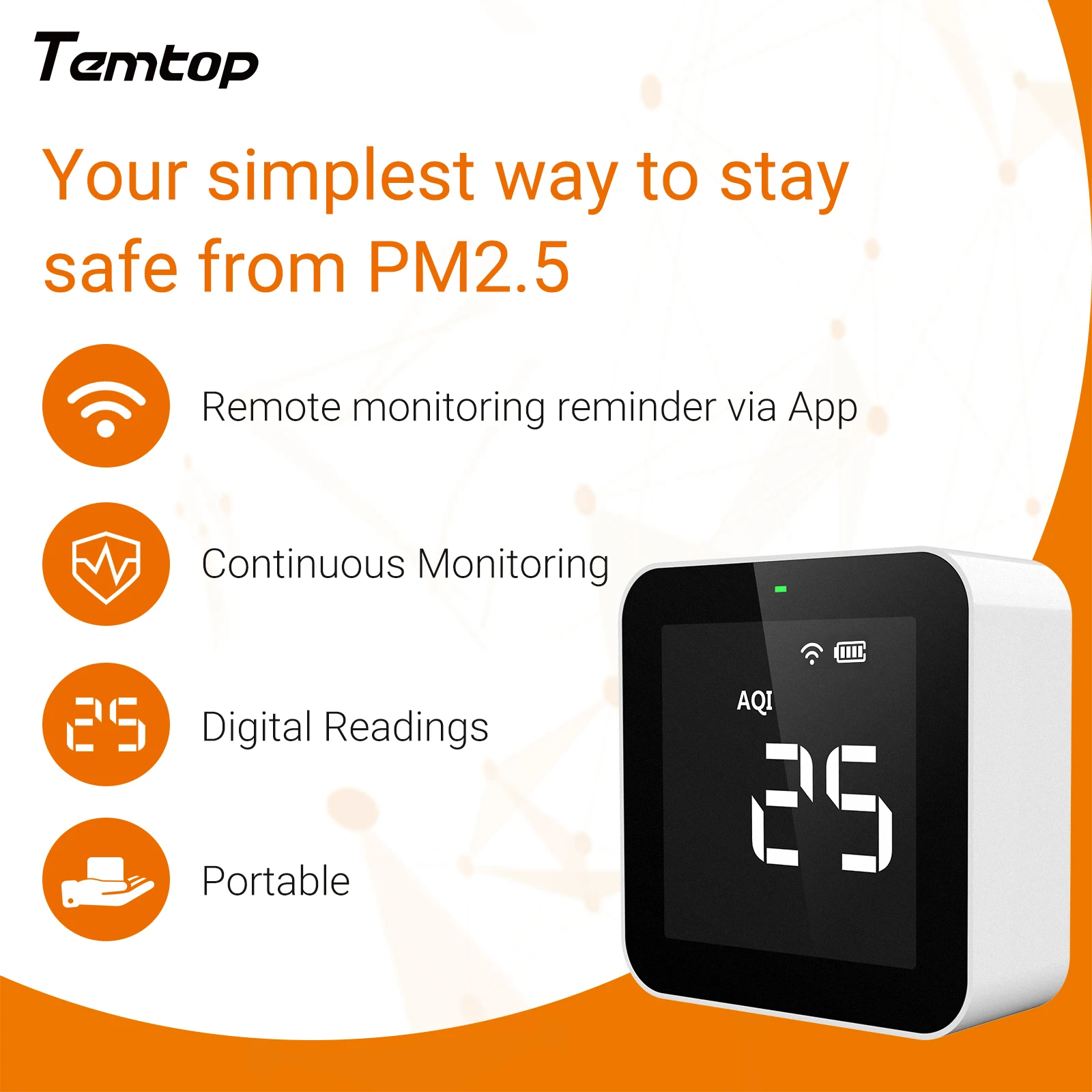 Temtop-Medidor de Monitor de calidad del aire M10i, Detector de formaldehído, grabación de datos en tiempo Real, WiFi, PM2.5, TVOC, AQI, HCHO