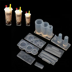 Handgemaakte Mini Milky Thee Fles Hars Gietvorm Siliconen Mal Miniture Voedsel Spelen Thee Cup Schimmel