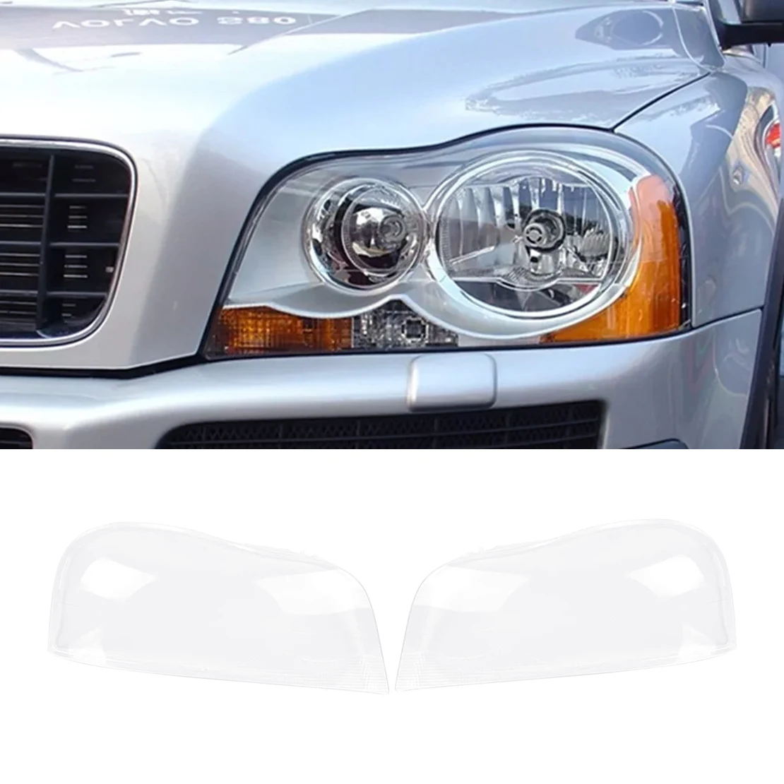 

1 Pair Front Headlight Lens Headlamp Covers Lampshades Without Adhesive Tape Fit For Volvo XC90 2004-2013 Transparent