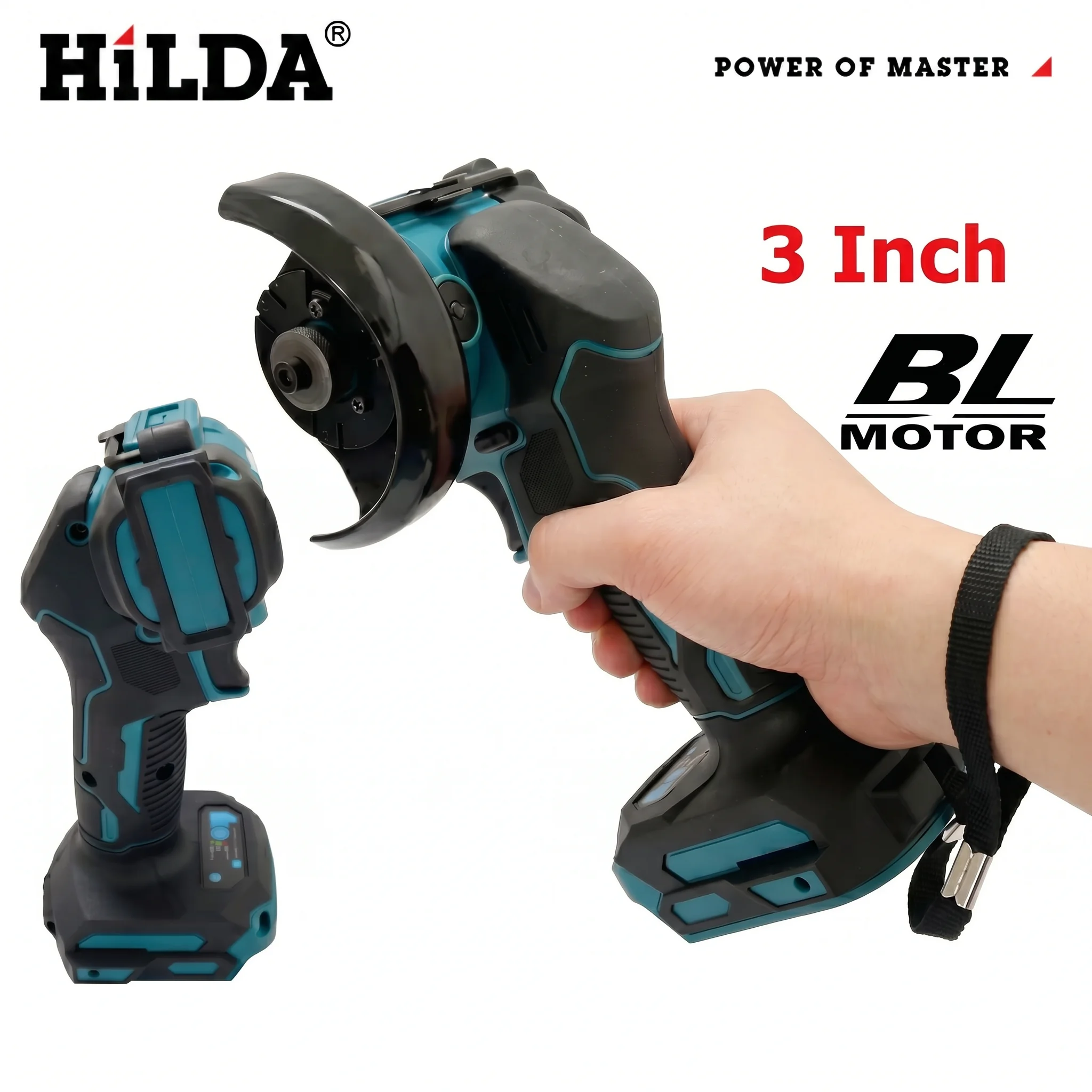 hilda-新しい-3-インチ電動アングルグラインダーポータブル充電式電動研削研磨切断ツールマキタバッテリーに適合