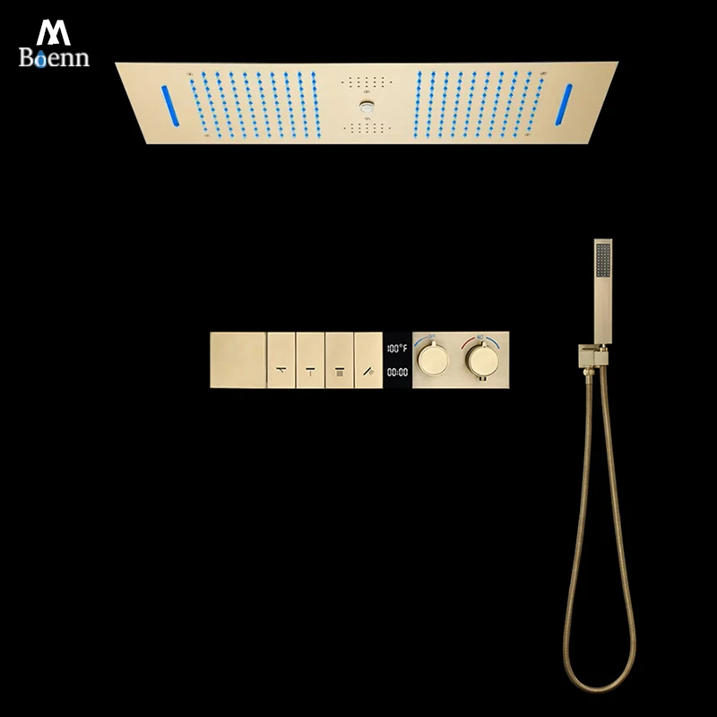 

M Boenn 4-функциональная душевая система, набор для гостиничных пар, принятие душевой насадки с дождевой насадкой, умный термостат для ванной комнаты, смеситель для душа, латунь