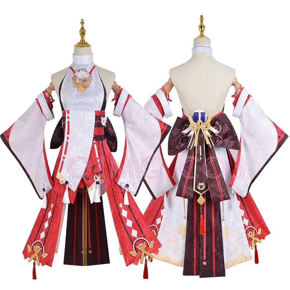 

Genshin Impact Yae Miko Cosplay Costume Uniform Jacquard Fabric Anime Chinese Wig Style Halloween Costumes for Women Game