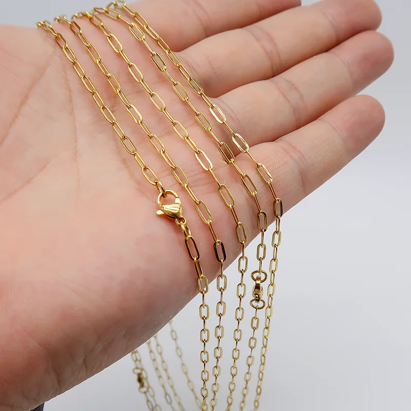 Edelstahl-Büroklammerkette im Großhandel, anlaufgeschützte PVD-Gold-Büroklammerkette für die Herstellung von Halsketten, Armbändern und Schmuck. – Detail 10